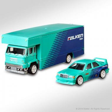 Hot Wheels Team Transport Fleet Flyer and Mercedes Benz 190E