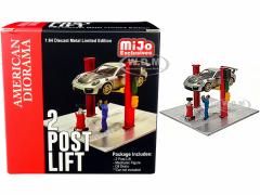 American Diorama 1:64 Mijo Figures 2 Post Lift with Oil Drain Red