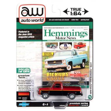 Auto World 1979 Chevrolet C10 Scottsdale Sport Pickup Truck Red and Black 