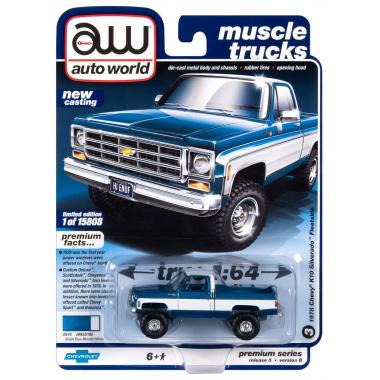 Auto World 1978 Chevy K10 Silverado Fleetside Bright Blue