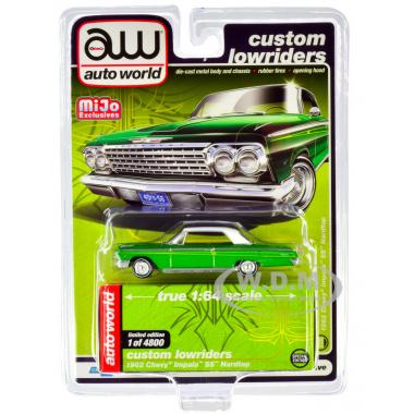 Auto World 1962 Chevrolet Impala SS Hardtop Green Metallic with White Top "Custom Lowriders" MiJo Exclusives
