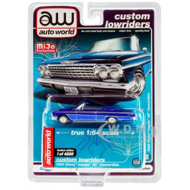 Autoworld 1962 Chevrolet Impala SS Convertible Blue Metallic "Custom Lowriders" MiJo Exclusives