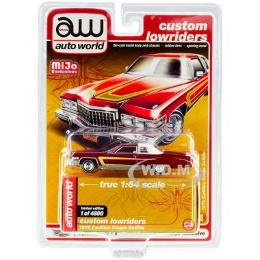 Autoworld 1976 Cadillac Coupe DeVille Burgundy "Custom Lowriders" MiJo Exclusives