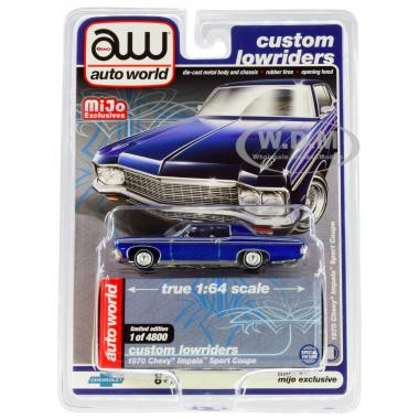 Autoworld 1970 Chevrolet Impala Sport Coupe Blue Metallic "Custom Lowriders" MiJo Exclusives