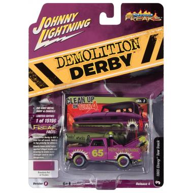 Johnny Lightning 1:64 1965 Chevy Truck Tow Truck Flat Bright Purple