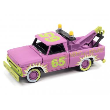 Johnny Lightning 1:64 1965 Chevy Truck Tow Truck Flat Bright Purple