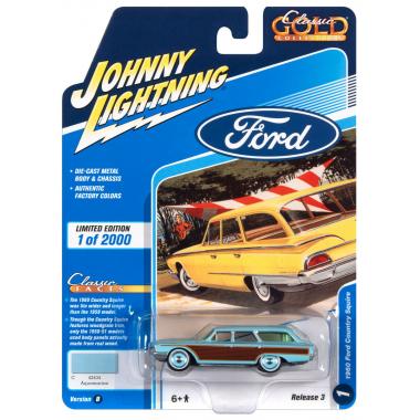 Johnny Lightning 1960 Ford Country Squire Wagon Sultana Aquamarine Blue 