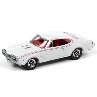 Johnny Lightning 1968 Oldsmobile Cutlass W31 Ram Rod White with Red Pin Stripes 