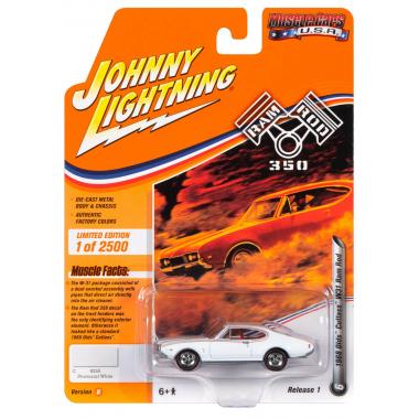 Johnny Lightning 1968 Oldsmobile Cutlass W31 Ram Rod White with Red Pin Stripes 