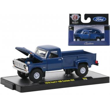 M2 Machines 1970 Ford F-100 Custom 4x4 Pickup Truck Harbor Blue