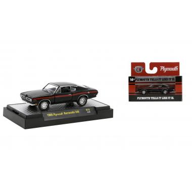 M2 Machines 1969 Plymouth Barracuda 340 Black with Red Stripes