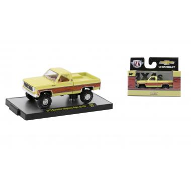 M2 Machines 1973 Chevrolet Cheyenne Super 20 4X4 Pickup Truck Yellow with Woodgrain Sides