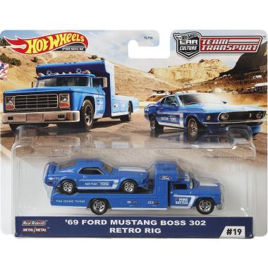 HOT WHEELS TEAM TRANSPORT '69 FORD MUSTANG BOSS 302 RETRO RIG